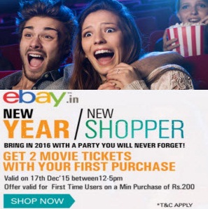 India Desire : Ebay 2 Free Movie Tickets On Your First Purchase Above Rs 200- EBAYMOVIE1